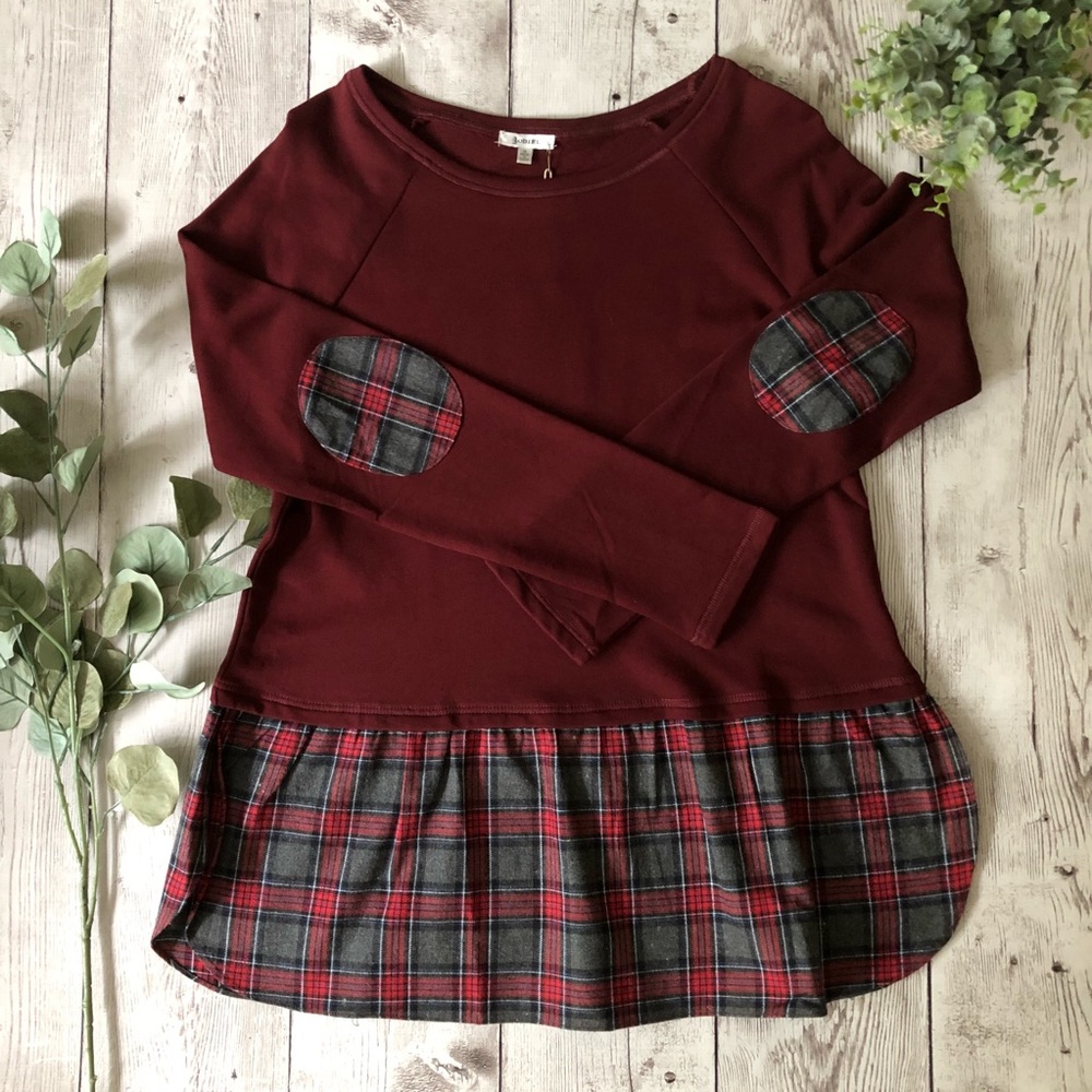 Plaid Elbow Patch Long Sleeve